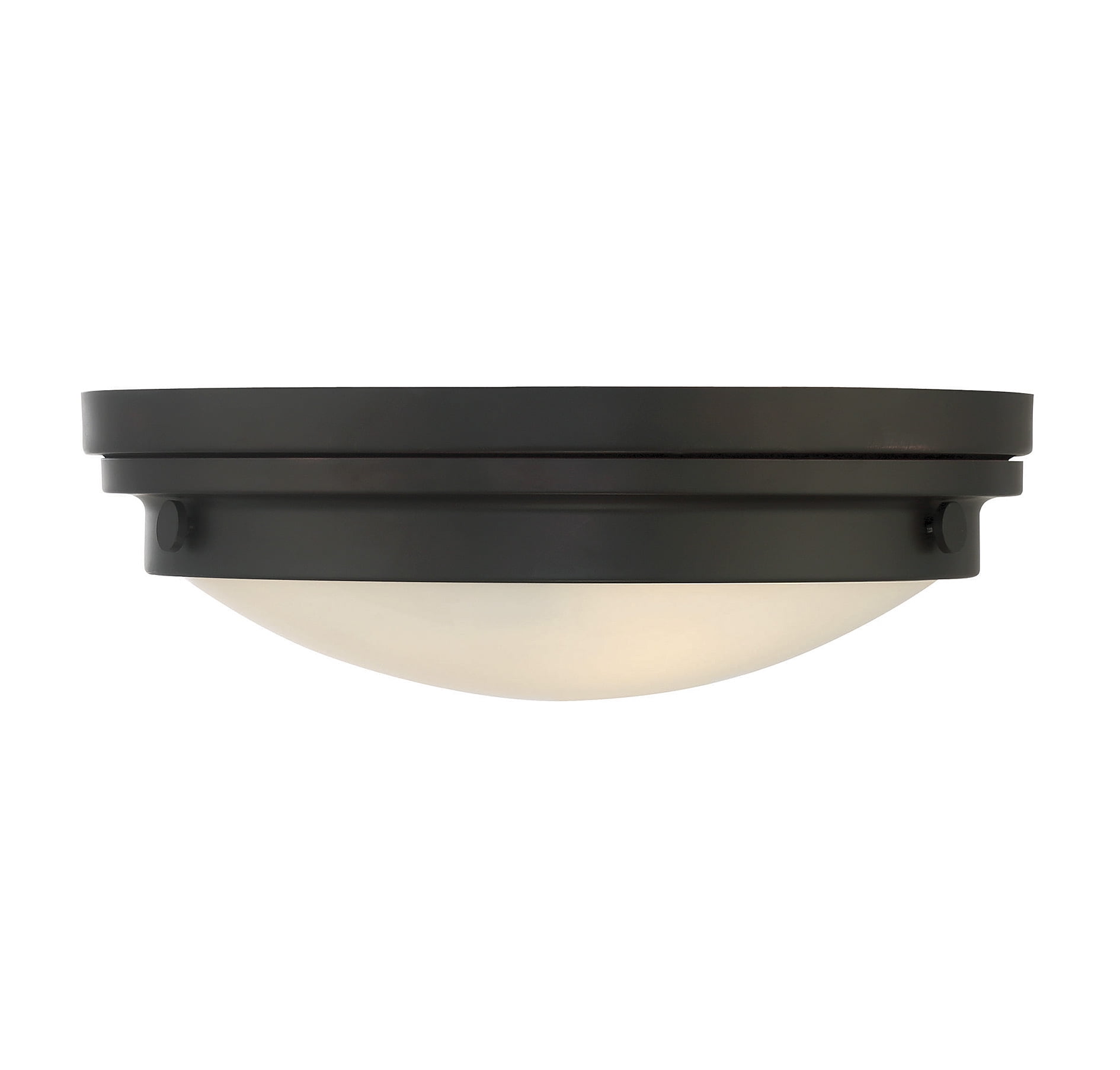 Lucerne 2-Light English Bronze Flush Mount with White Glass Shade