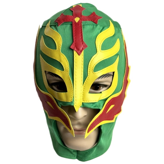 Lucha Libre Adult Size Green with Yellow and Red Accents Pro Wrestling Mask