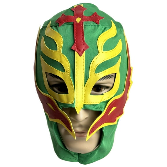 Lucha Libre Adult Size Green with Yellow and Red Accents Pro Wrestling Mask