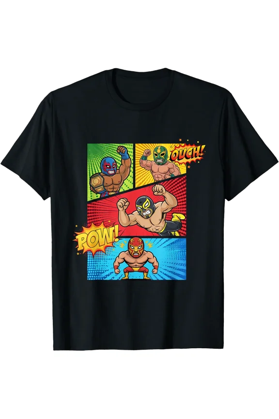 Lucha Libre Comic Book Mexican Wrestling Cartoon Wrestler T-Shirt