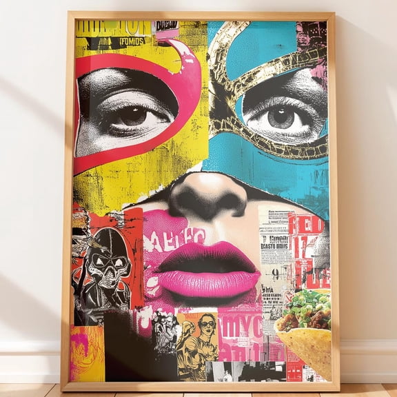 Lucha Libre Portrait Poster, Bold Mexican Graffiti Wall Art