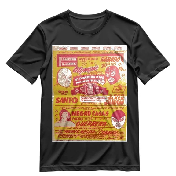 Lucha Libre T Shirt 1986 EL SANTO VS BLACK SHADOW Graphic Shirt S-XXXL | eBay