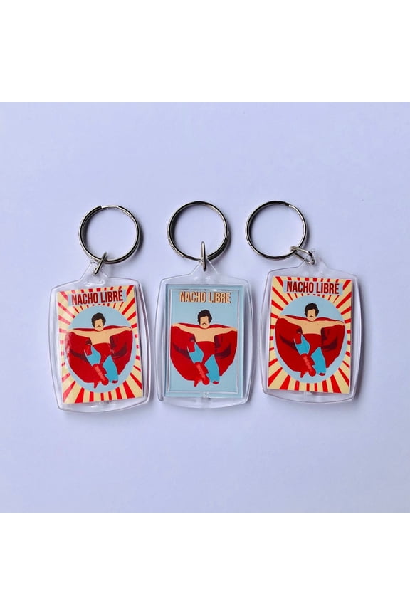 Luchador Wrestling Hero Fan Art Acrylic Keychain Cute Chibi Bag Charm Gift, random 1 pack
