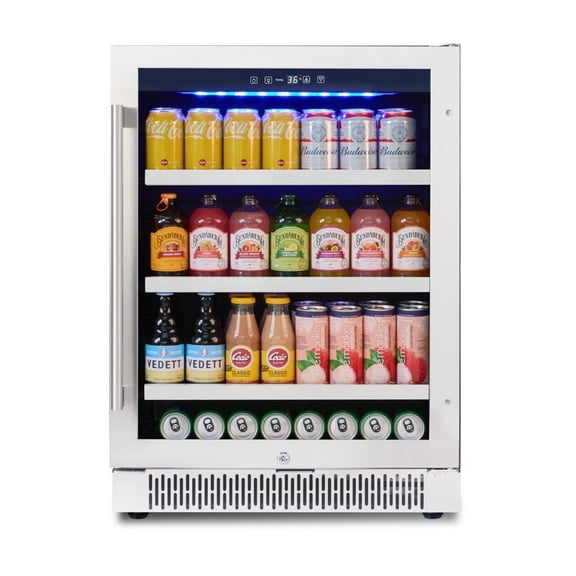 Luchar 24 Inch Beverage Refrigerator Cooler, 164 Cans Mini Fridge with Glass Door
