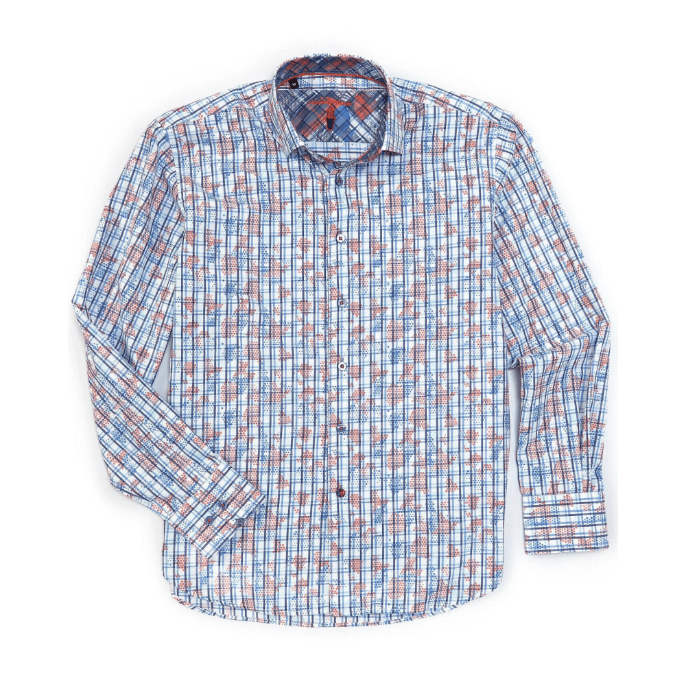 Luchiano Visconti Dot Check Long Sleeve Woven Button Down Shirt Size M - Walmart Business Supplies Luchiano Visconti Dot Check Long Sleeve Woven Button Down Shirt Size M - Walmart Business Supplies