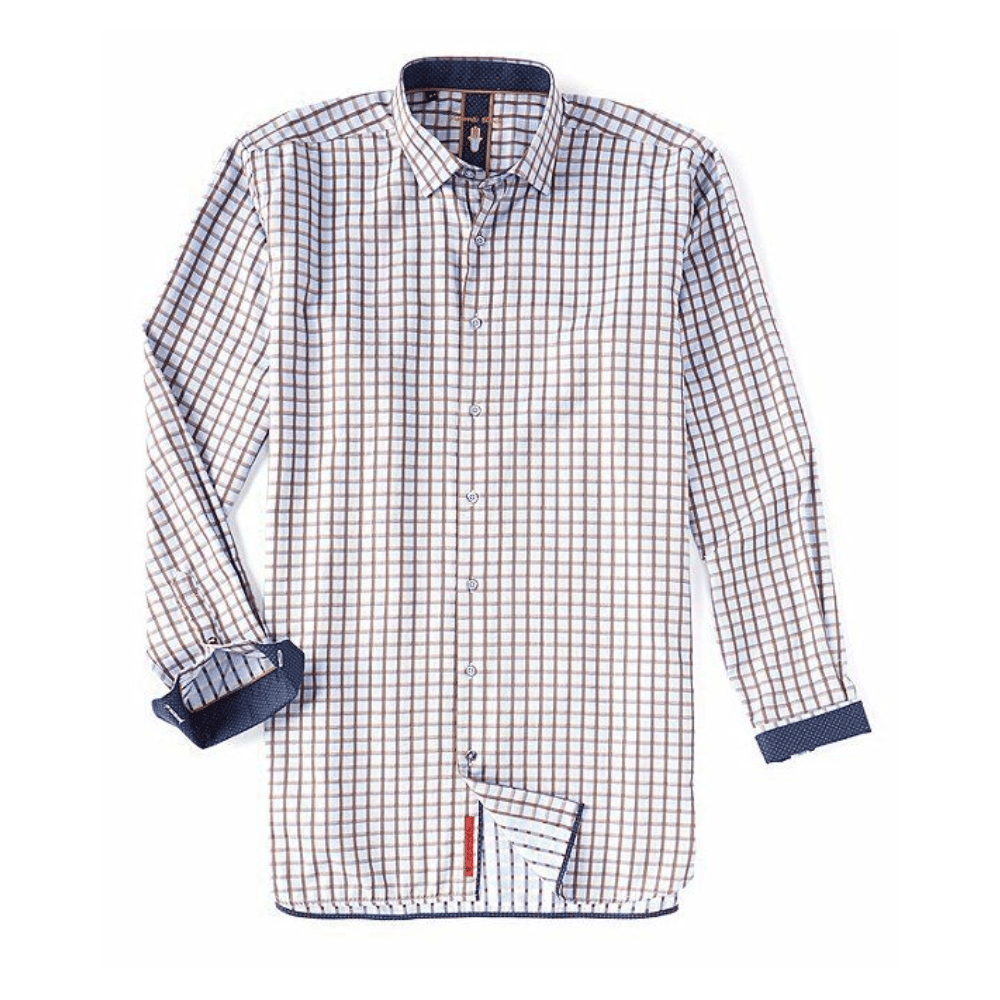 Luchiano Visconti Mini-Check Long-Sleeve Woven Shirt Size S - Walmart.com
