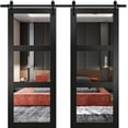 thumbnail image 1 of Lucia 2555 Matte Black, Double Barn Door with Clear Glass, 13FT Kit - 72" x 84", 1 of 6