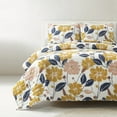 thumbnail image 1 of Lucia Abstract Floral Cotton Quilt Yellow/Navy 3Pc Set Full/Queen, 1 of 11