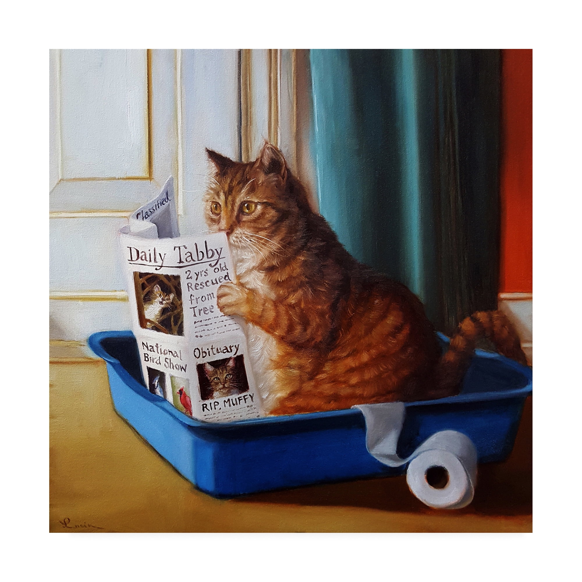 Lucia Heffernan Kitty Throne 14" x 14" Canvas Art