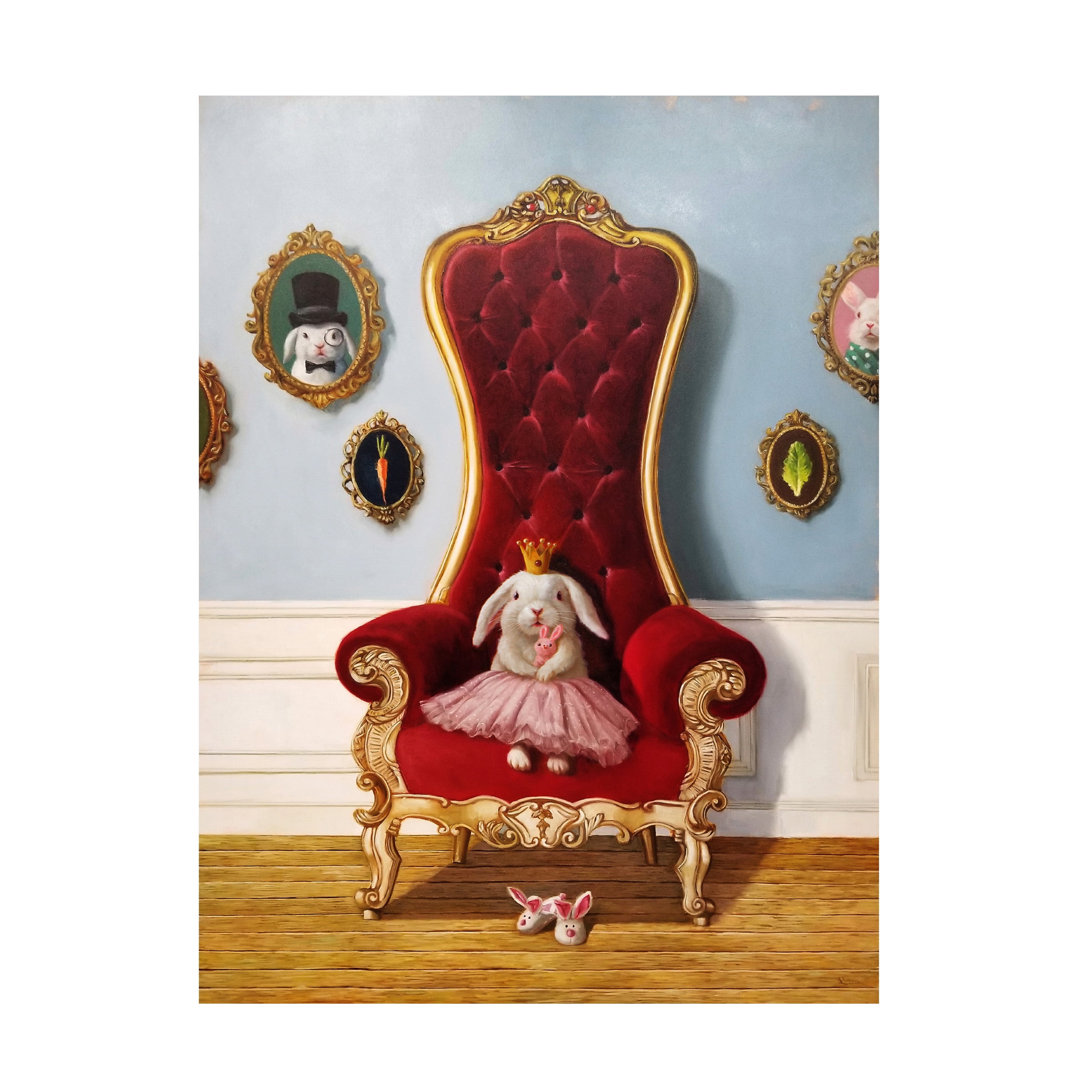 Lucia Heffernan Little Princess Rabbit Canvas Art in Red and Gold