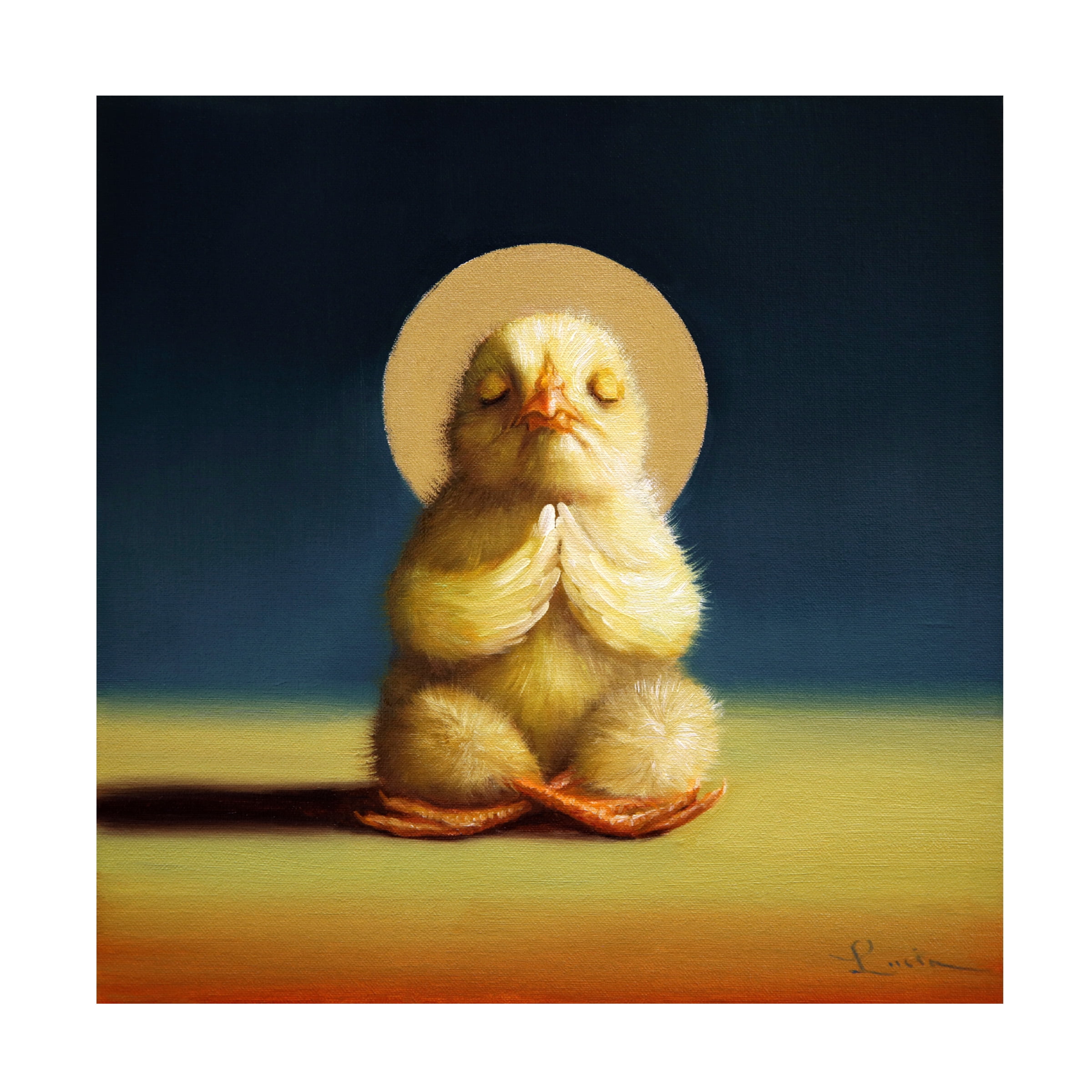 Yoga Chick Lotus Yellow and Blue Canvas Art