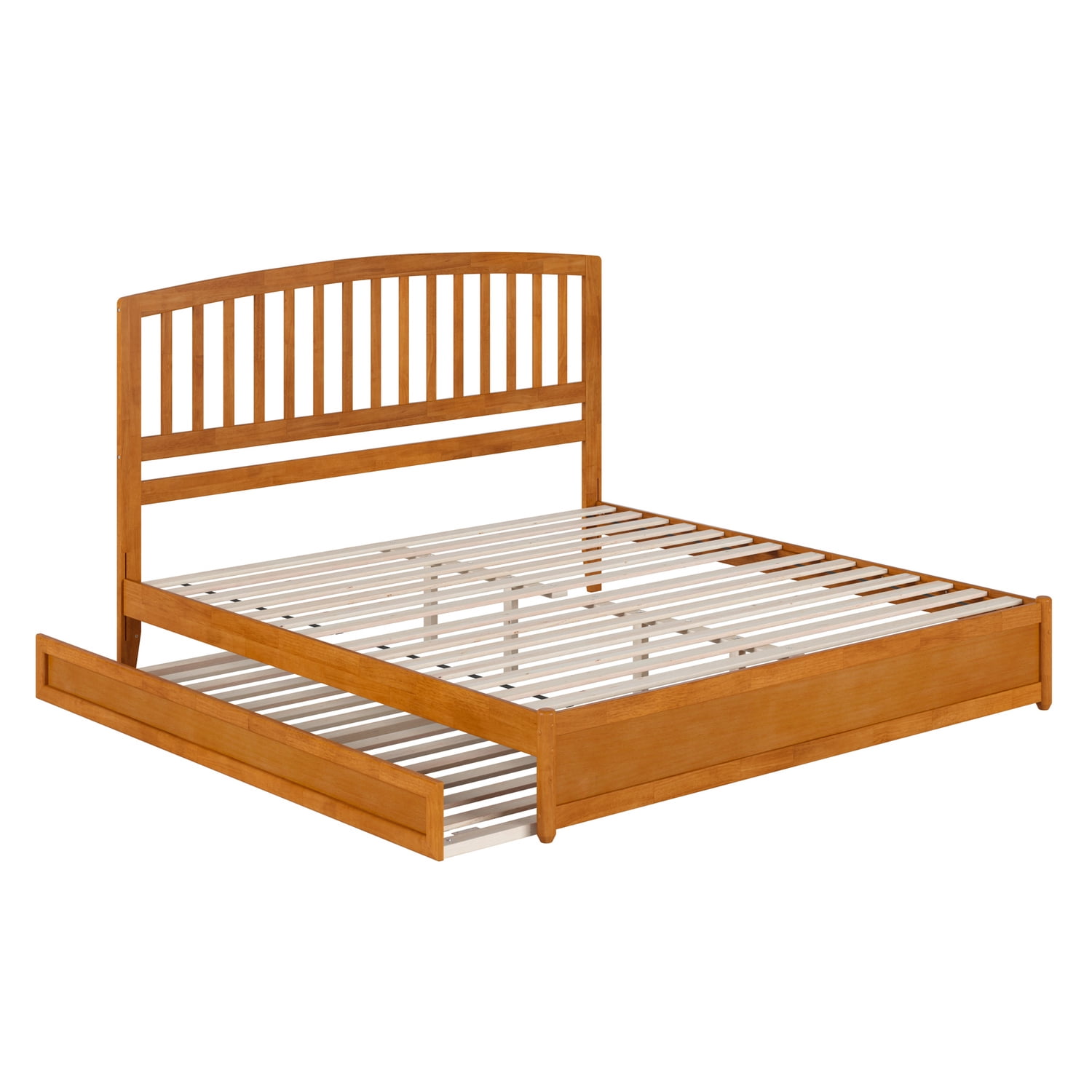 Lucia King Wood Platform Bed with Panel Footboard & TXL Trundle in ...