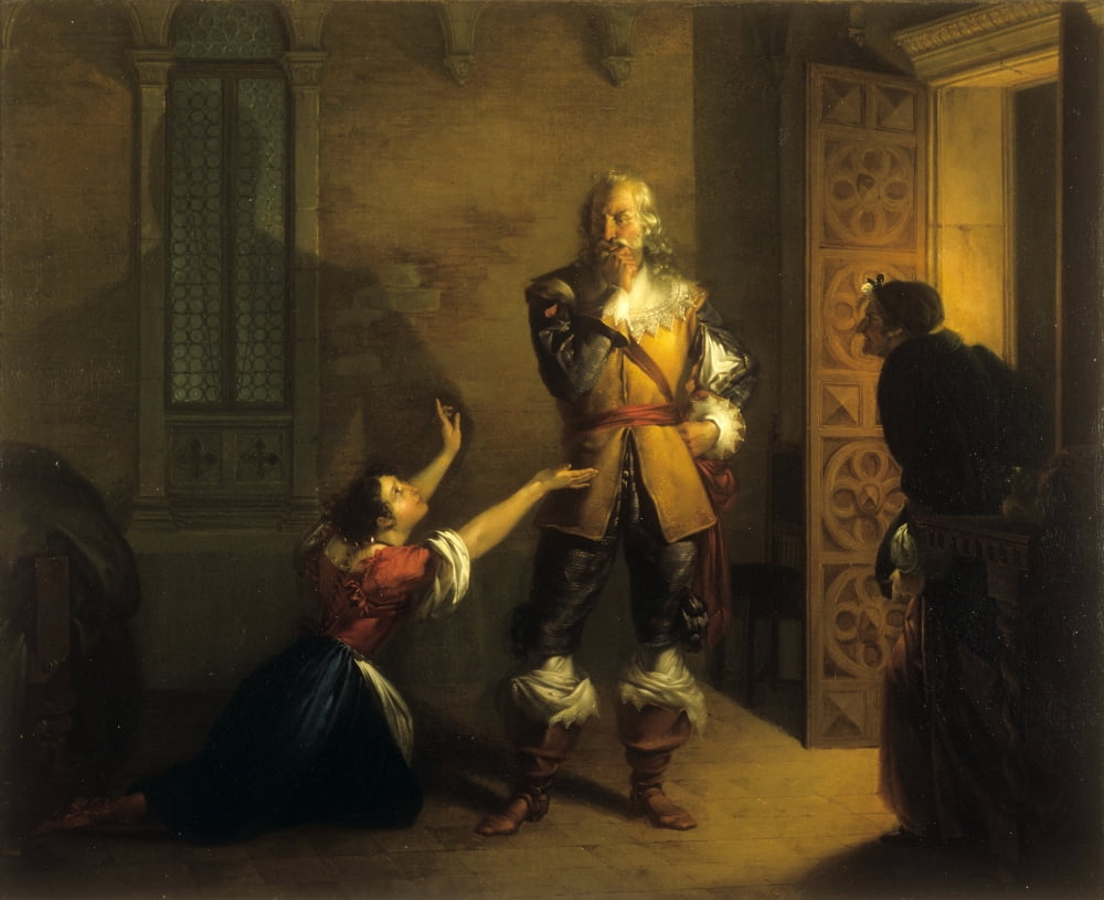 Lucia Kneeling In Front Of The Innominato Canvas Art - (24 x 18)