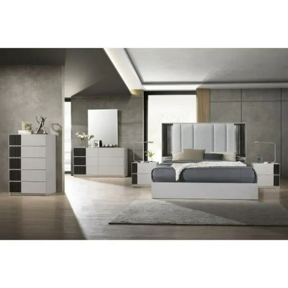 Lucia Premium 5-Piece Bedroom Set, White, Queen Size