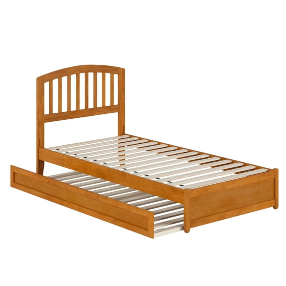 Lucia Twin XL Platform Bed with Panel Footboard & TXL Trundle in Light Toffee
