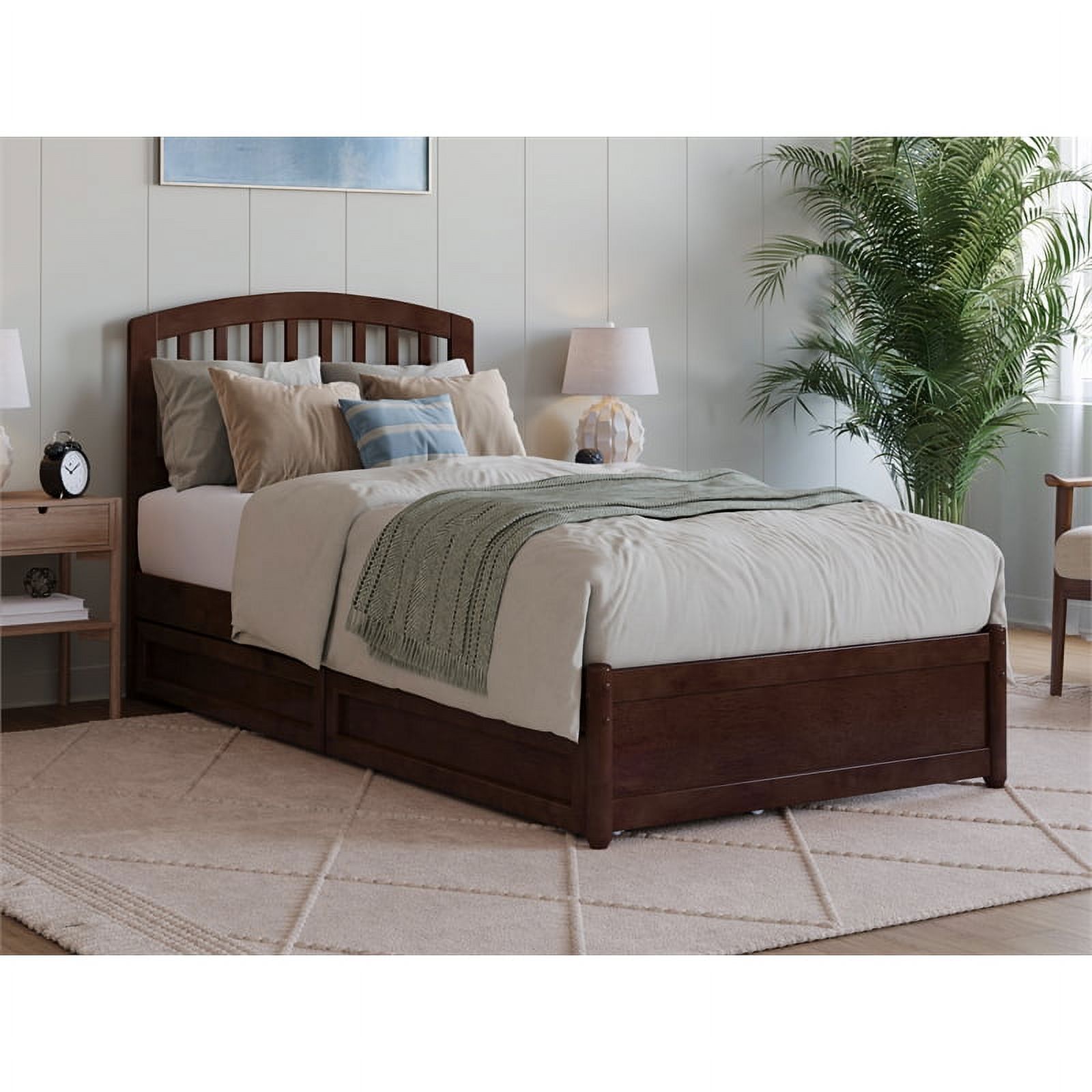 Lucia Twin XL Wood Platform Bed with Panel Footboard & Storage Drawers ...