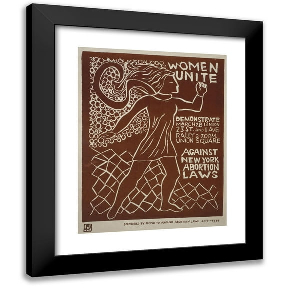 Lucia Vernarelli 12x14 Black Modern Framed Museum Art Print Titled - Women Unite Demonstrate March 28 Against New York Abortion Laws. (1970)