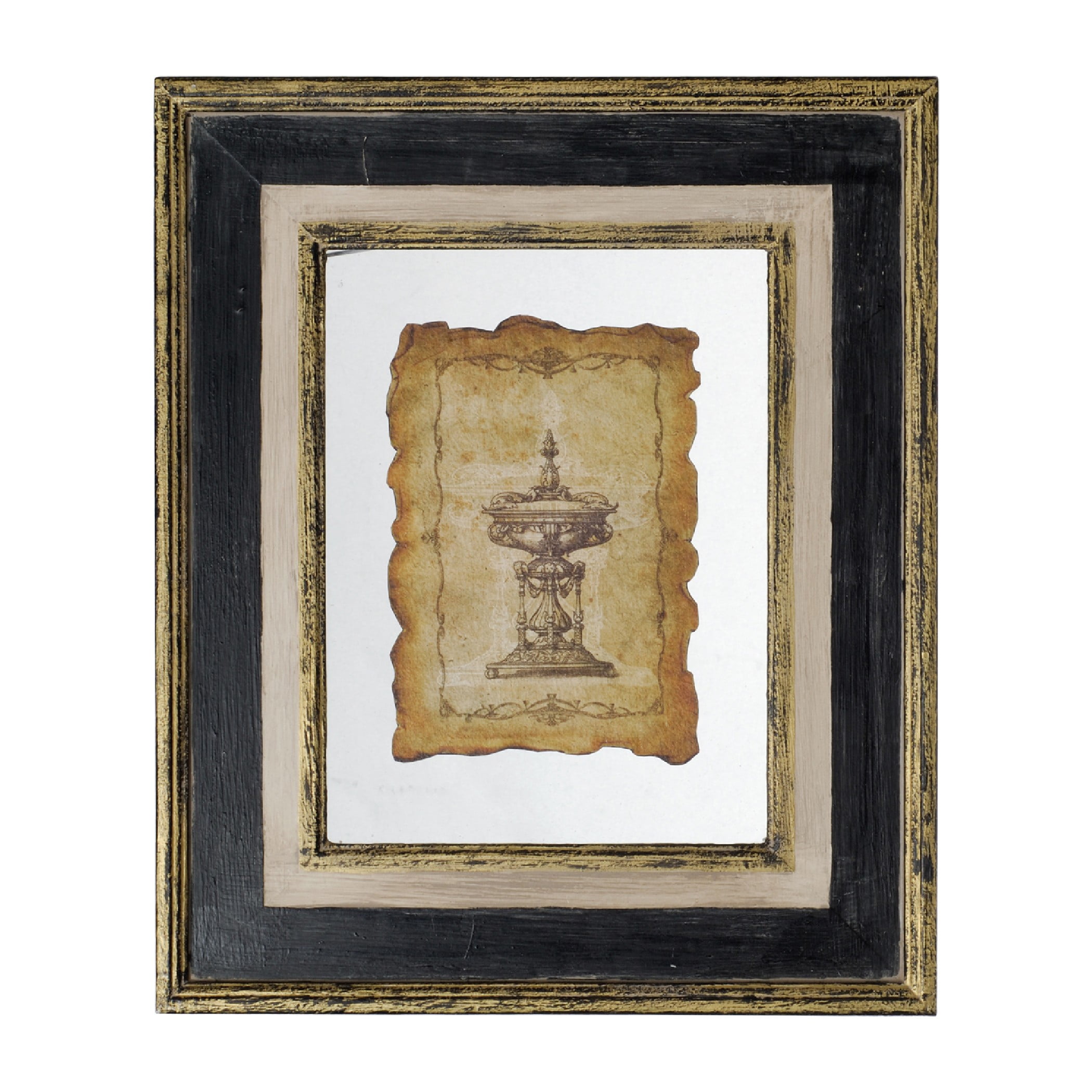 18"x22" Lucian Antiqued Gold & Black Sculpture Framed Art