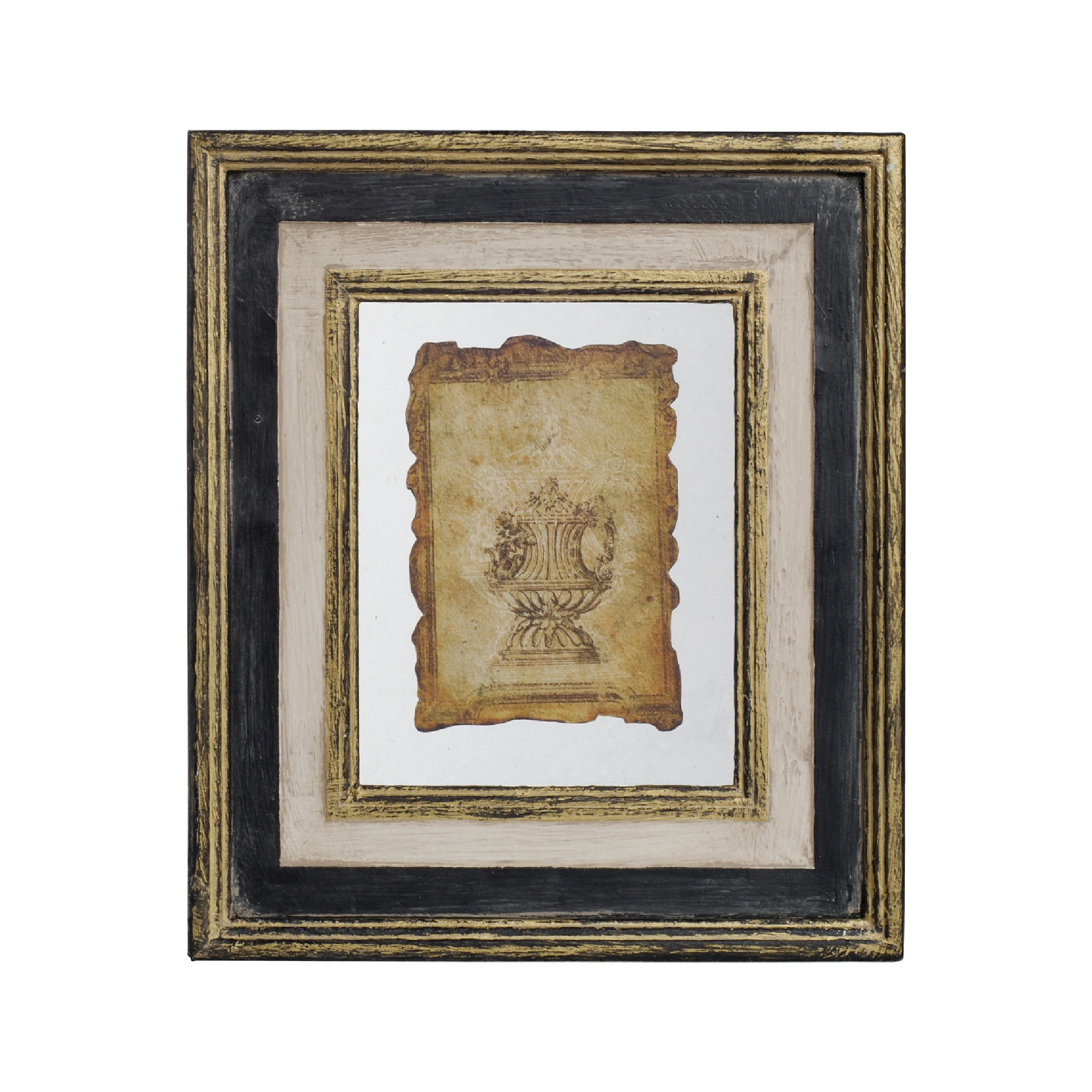 Lucian Antiqued Gold and Black Framed Abstract Canvas Art