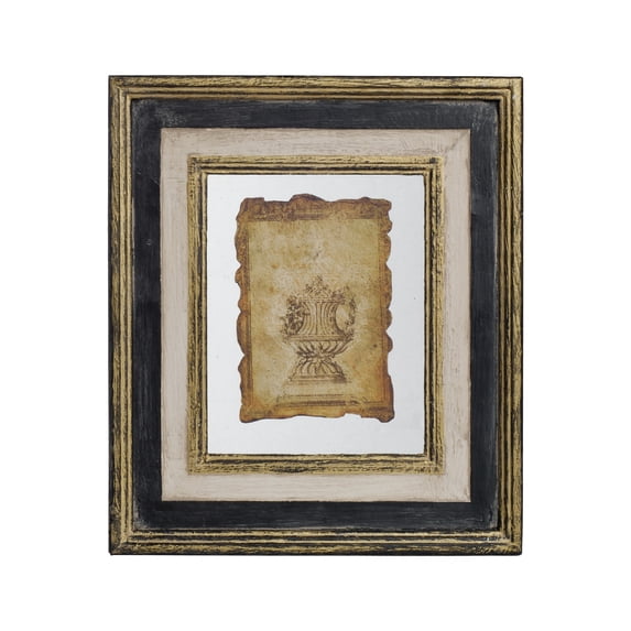 Lucian Framed Antiqued Sculpture Print - Small - 13"W x 15"H - Black/Gold