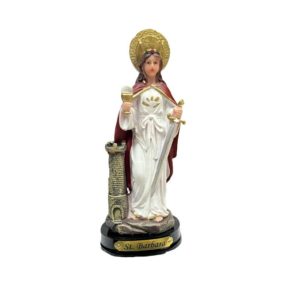 Luciana Series 5" St. Barbara Statue with Wooden Base  Hand-Painted Catholic Figurine | Patron Saint of Artillery | Inspirational Religious Gift for Home or Church Decor