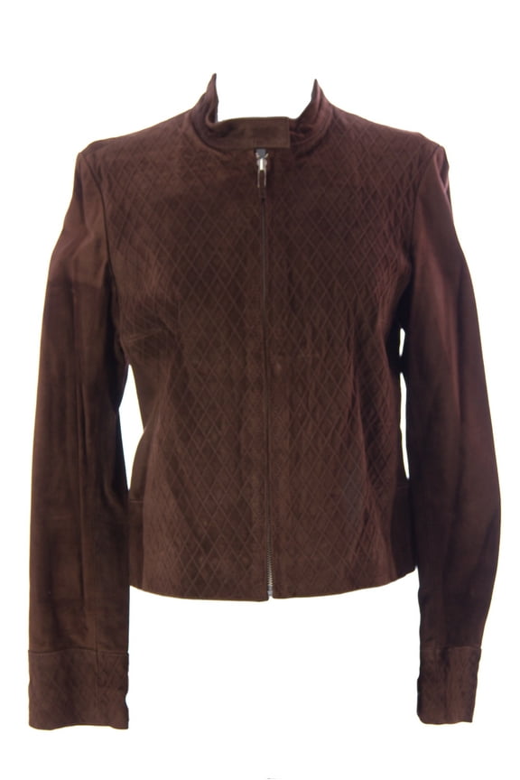 Women's Criss-Cross Suede Jacket Sz Small Brown