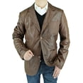 thumbnail image 1 of Luciano Natazzi Men's Leather Jacket Fitted Two Button Blazer Medium Brown, 1 of 4