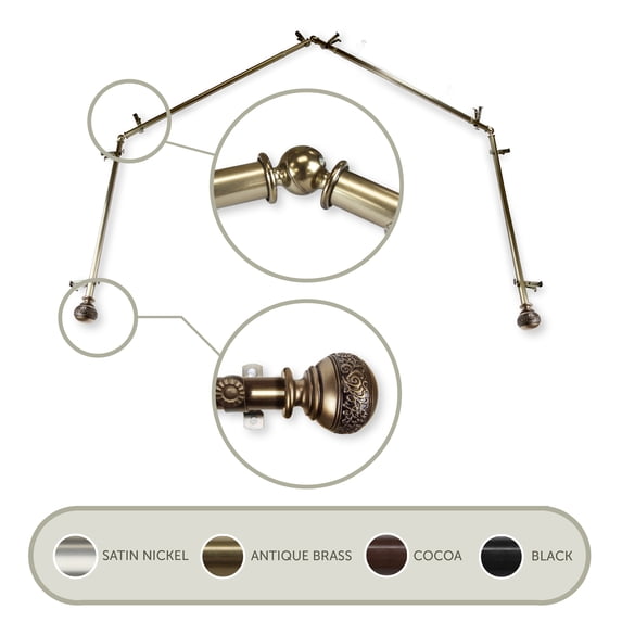 Lucid 13/16" 4-Sided Bay Window Curtain Rod - Cocoa