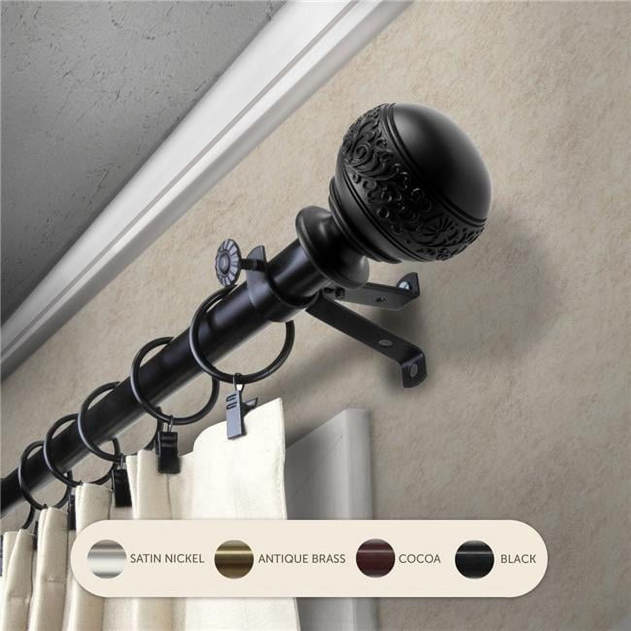 Lucid 13/16" Curtain Rod 120-170 inch - Black
