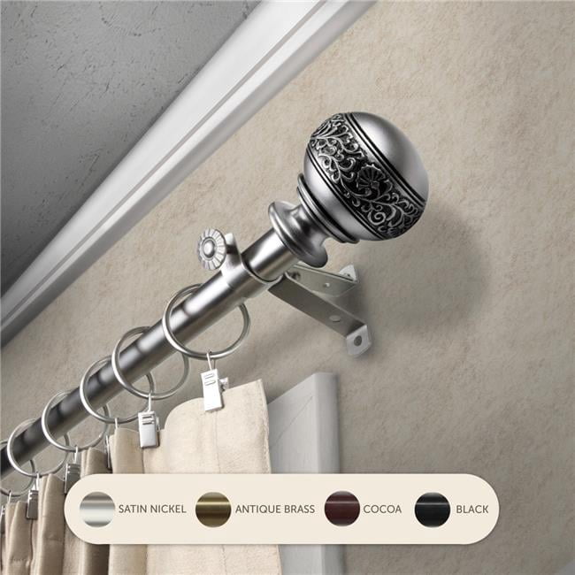 Lucid 13/16" Curtain Rod 120-170 inch - Satin Nickel