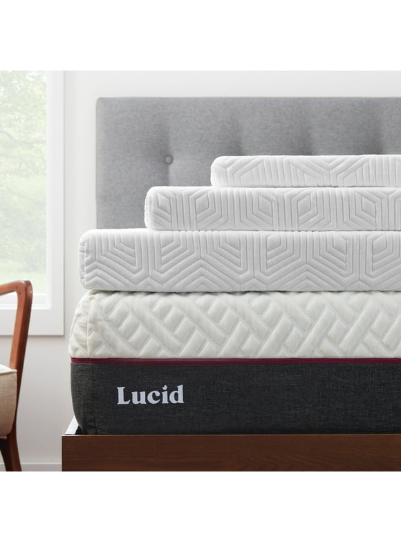 Lucid 2" Cooling Gel Plush Memory Foam Mattress Topper with Cover, Queen