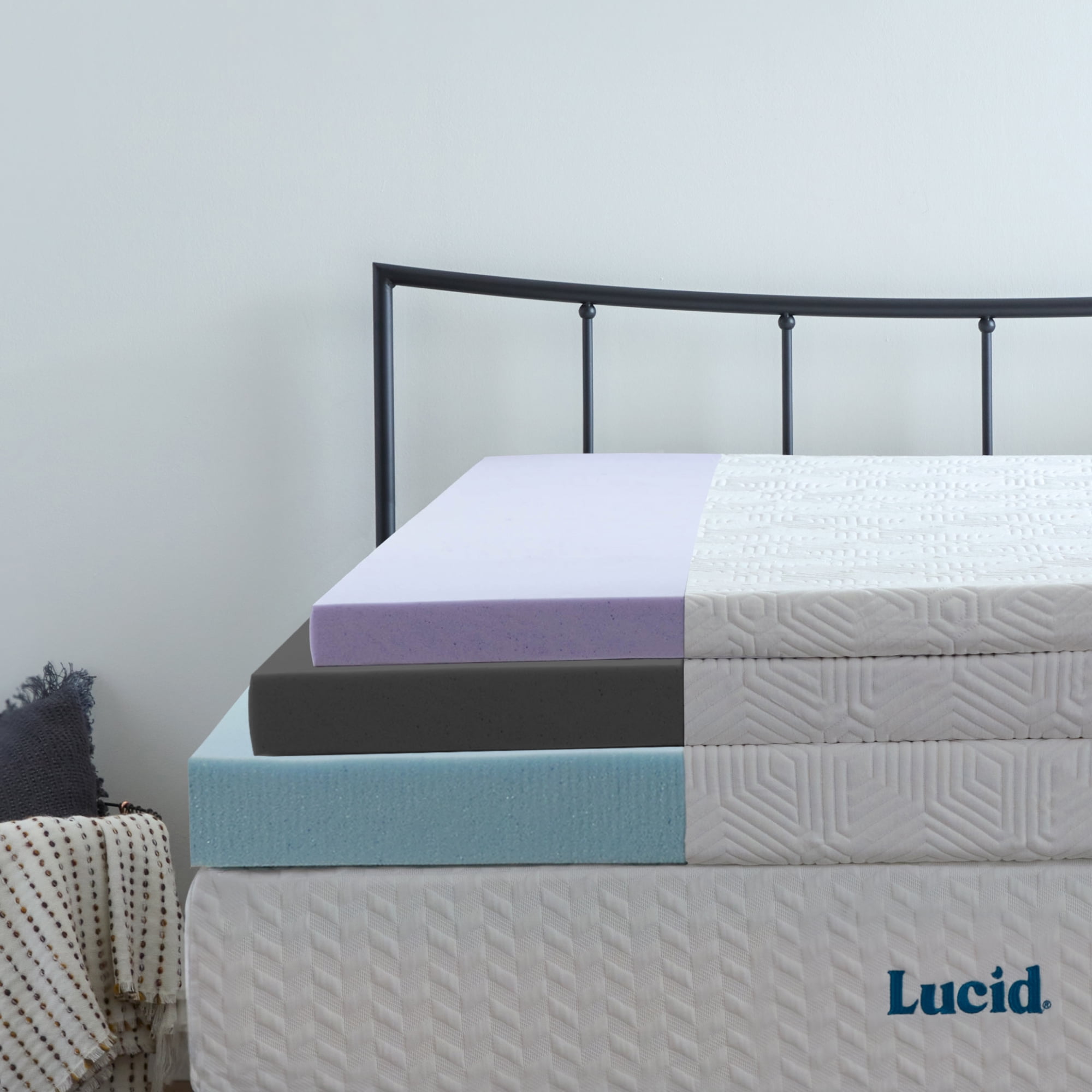 Lucid 2" Gel Memory Foam Mattress Topper, Twin XL - Infused with Cooling Gel and Aloe, Washable Cover