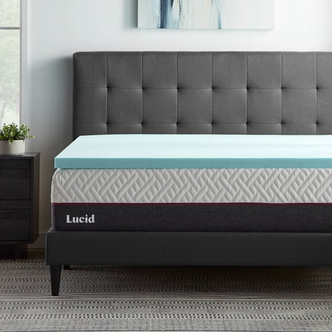 Lucid 2" Cooling Gel with Aloe Plush Memory Foam Mattress Topper, Twin-XL