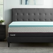Lucid 2 Cooling Gel with Aloe Plush Memory Foam Mattress Topper, Twin