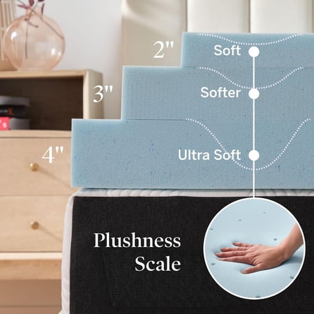Lucid 2 Inch Memory Foam Mattress Topper Queen Size Cooling Gel Plush Feel Ventilated CertiPUR-US Dorm Essentials