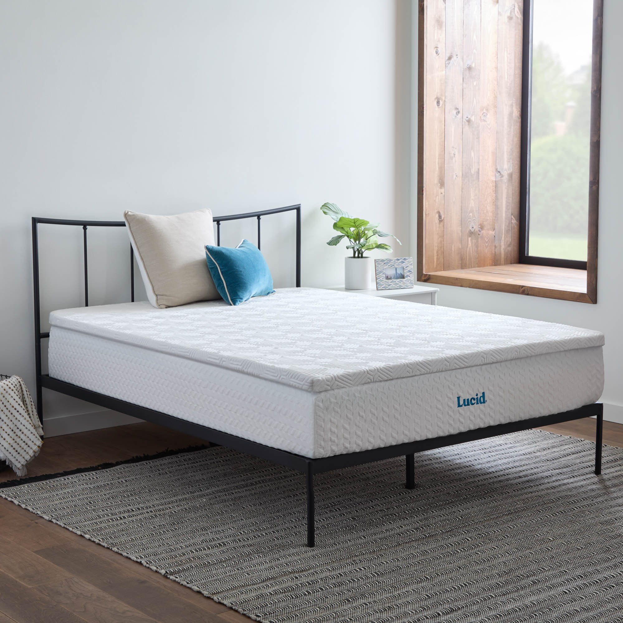 Lucid 2” Lavender/Gel Covered Memory Foam Mattress Topper, King-Removable Cover