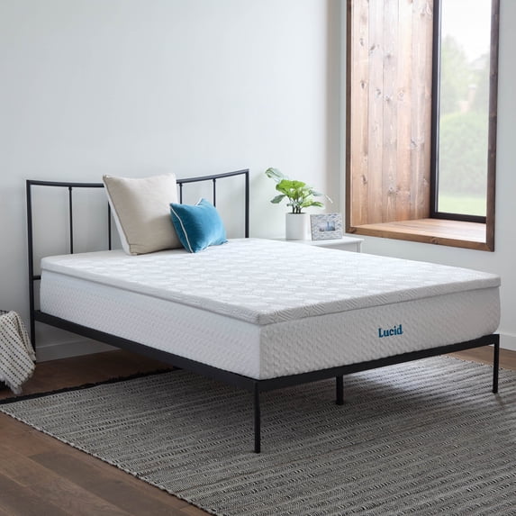 Lucid 2” Lavender/Gel Covered Memory Foam Mattress Topper, King-Removable Cover