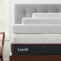 Lucid 3" Cooling Gel Plush Memory Foam Mattress Topper with Cover, Queen