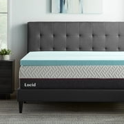 Lucid 3" Cooling Gel with Aloe Plush Memory Foam Mattress Topper, Queen