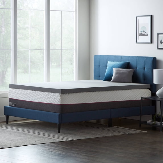 Lucid 3" Memory Foam Mattress Topper with Charcoal and Aloe Infusion, King