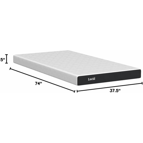 Lucid 5 Inch Memory Foam Mattress – Low - Firm Feel - Infused with Bamboo Charcoal and Gel - Bed in a Box - Temperature Regulating - Breathable - Twin Size
