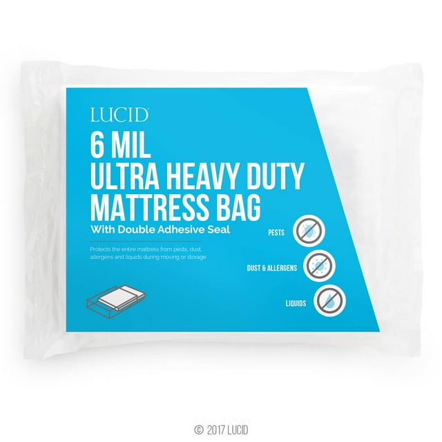 Lucid 6 Mil Ultra Heavy Duty Mattress Moving and Storage Bag with Dual