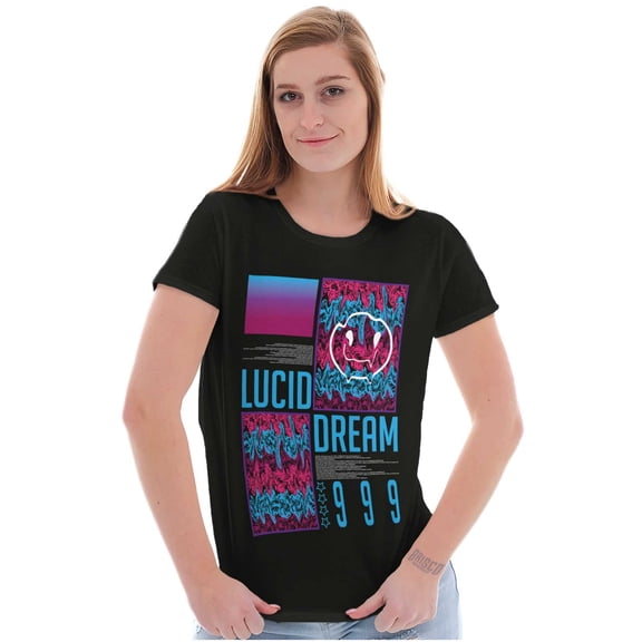 Lucid Dream Melting Happy Face Womens Fitted Plus Size Graphic Tee Brisco Brands 3X