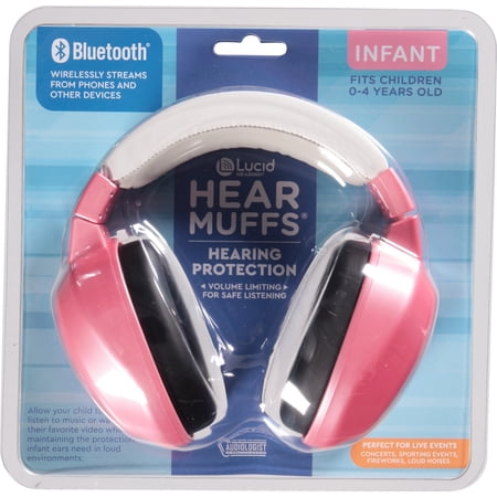 Lucid Hearing - Bluetooth HearMuffs for Infant/Toddler - Hearing Protection for Infant/Toddler 0-4 Years Old - Pink