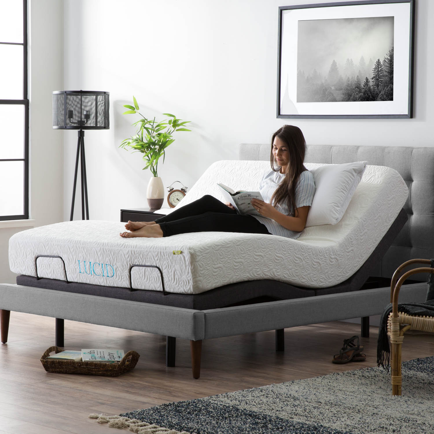 Lucid L300 Adjustable Bed Base with Dual USB Charging Ports, Queen - image 1 of 11