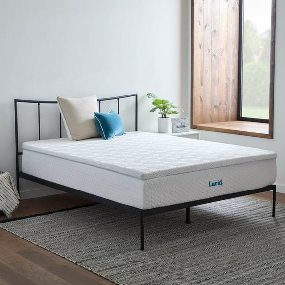 Lucid Lavender and Gel Covered Memory Foam Mattress Topper, 2 inch, Queen