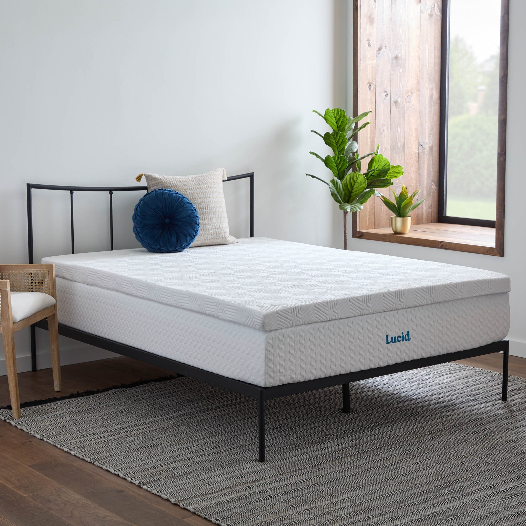 Lucid Lavender and Gel Covered Memory Foam Mattress Topper, 3 inch, King