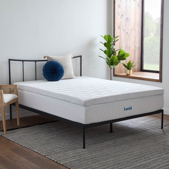 Lucid Lavender and Gel Covered Memory Foam Mattress Topper, 3 inch, King