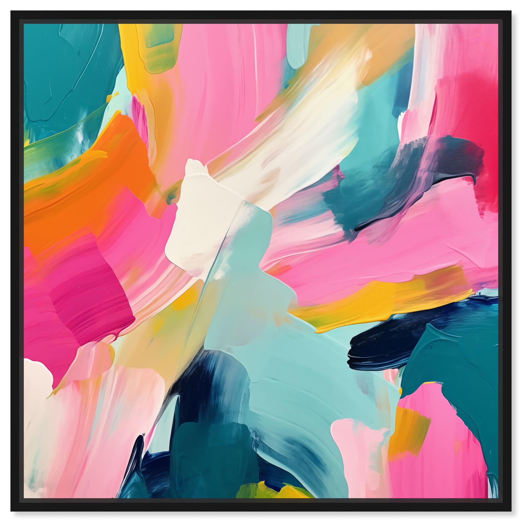 Lucid Layers Canvas Modern Colorful Print by Art Remedy, Black Frame ...