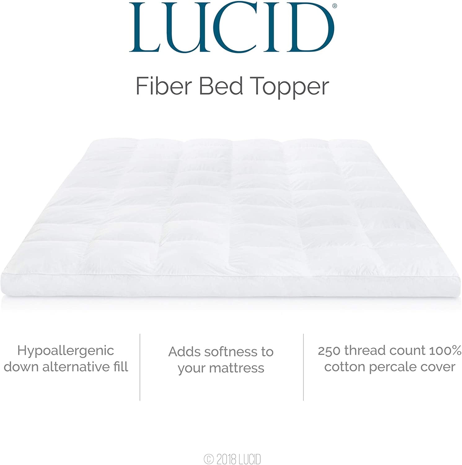 Twin XL White Wool Down Alternative Featherbed